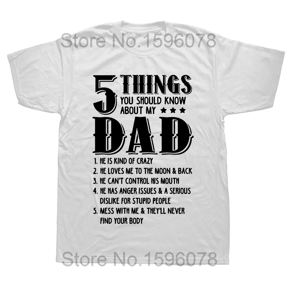 5 Dinge, die Sie über meinen Vater wissen sollten T-Shirt Lustiges Vater-Papa-Geschenk Tops 100% Baumwolle Unisex Weiche Casual T-Shirts EU_voghion.com