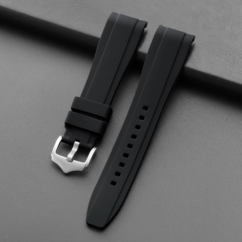 Soft Silicone Curved-End Waterproof Watch Strap - 20mm/22mm