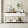 70.8" Console Table with 3 Drawers, Farmhouse Entryway Table with Storage Shelf, Narrow Long Sofa Foyer Table ,  (White/Brown) 4
