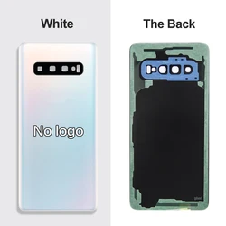 Enhanced Battery Glass Back Cover Housing with Camera Lens, Rear Door Case Panel Parts (S10Plus White)