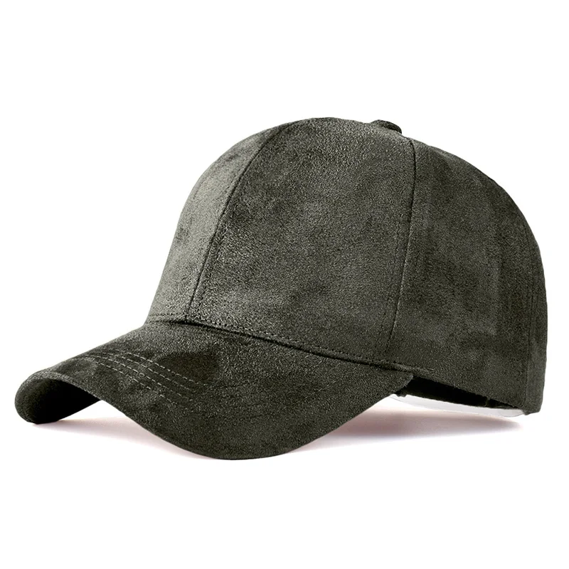Classic Faux Leather Suede Baseball Cap Corduroy Dad Caps Adjustable Casual Low Profile Dad-Hat 3