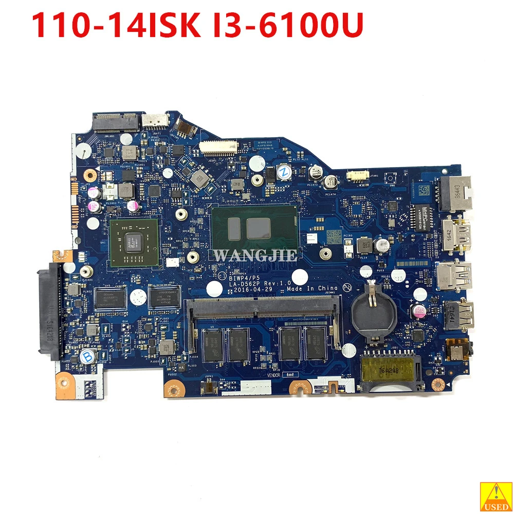 

Used Laptop Motherboard For LENOVO Ideapad 110-14ISK I3-6100U Mainboard 5B20M41047 BIWP4/P5 LA-D562P SR2EU 216-0867071 Working