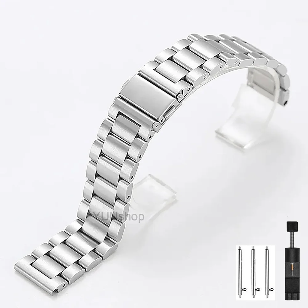 Sleek Solid Stainless Steel Smartwatch Strap - 20/22mm Bracelet Band