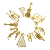 13 Pcs Gold Plated Mini Instruments Musical Pendant Diy Home Decor Plastic naments Christmas Accessories Miniature Harp Lyre Kit 5