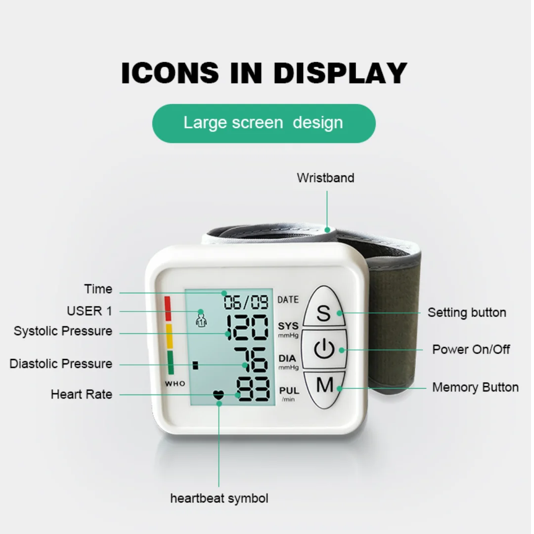 REALBLAD Manufacturer High Quality Portable Sphygmomanometer Fully Automatic Wrist Type Digital Blood Pressure