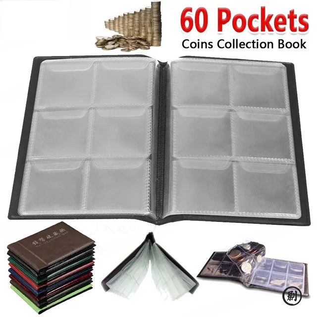 60 pochettes en cuir PU artificiel pièces commémoratives Collection Album livre collecte d'argent organisateur sacs de rangement livre de rangement 1