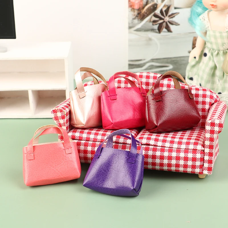 Miniatures For Dollhouse Accessories Miniature Bag Imitation Toys Doll Imitation Leather Toy Handbag Shoulder Bag Cute Mini