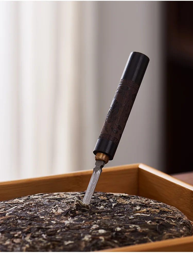 Description Picture 4 of itemStainless Steel Ebony Chinese Puer Tea Needle Cutter, Damascus Knife, 1Pc