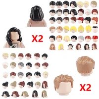 Building Blocks City Figures 2 Pcs Hair Character Head Parts Compatible Man Woman Girl Boy Accessories MOC Bricks Kids Toys 1