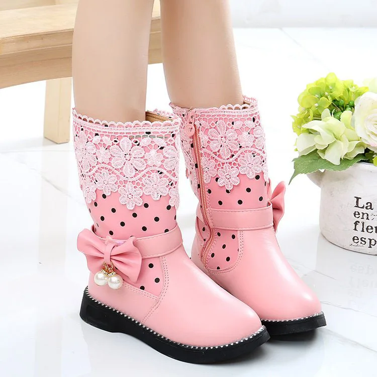 JGSHOWKITO Girls Boots Warm Cotton Kids Fashion Boots Children