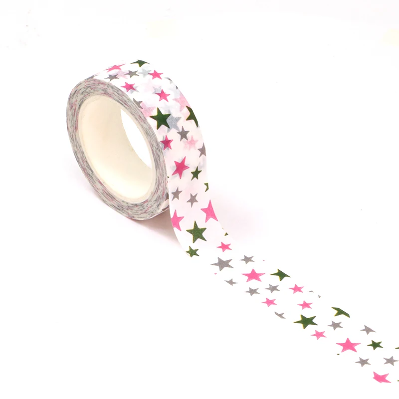 1X 10M Deco Cute Red and Pink Shining Stars Washi Tape for Planner Scrapbooking Masking Tape  Stationery Journal Suppliers