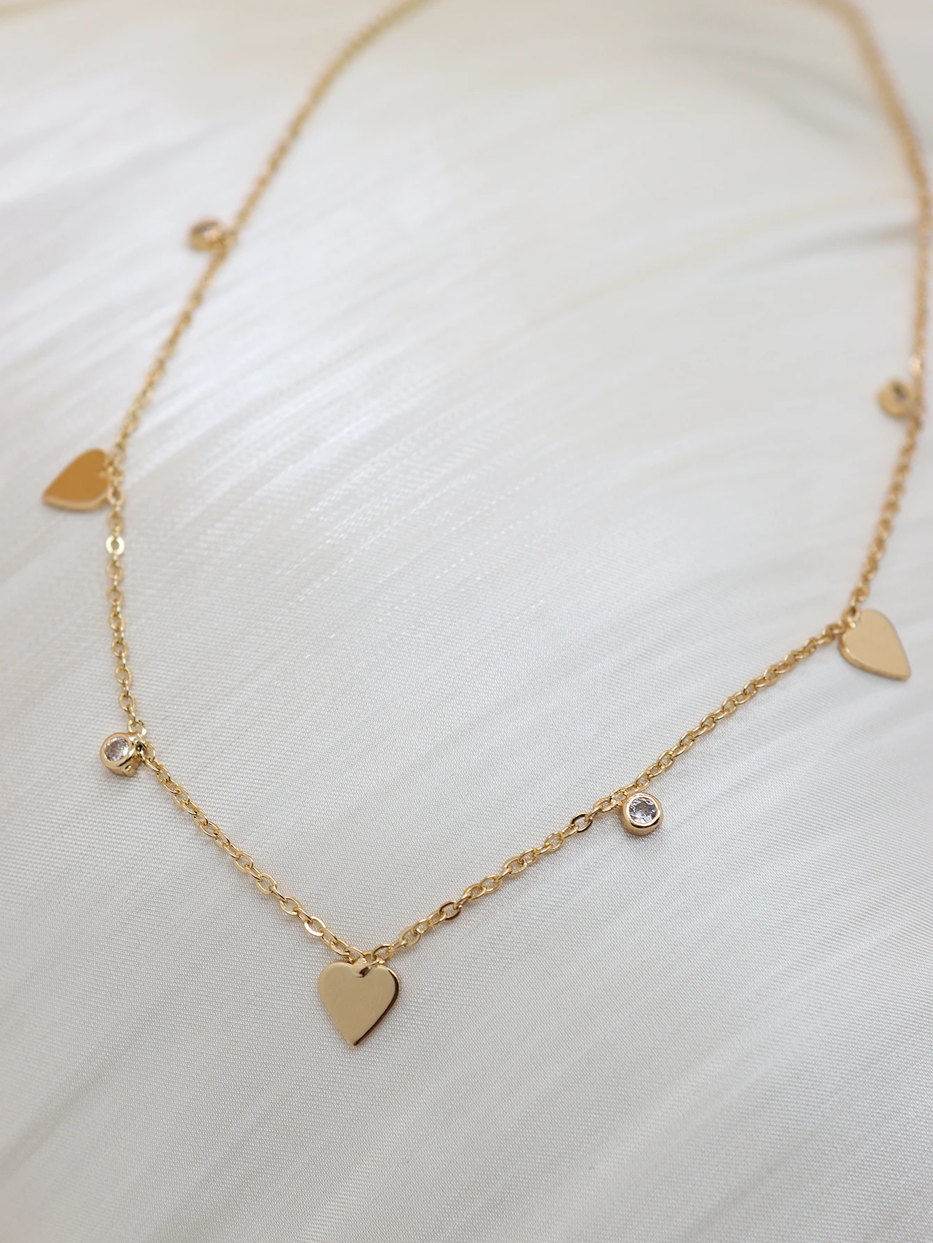 Minimalist Heart CZ Charm Necklace for Women