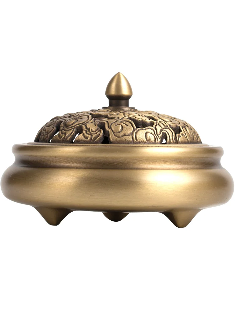 Pure Copper Incense Burner Agarwood Plate Study Tea Room Aromatherapy Stove Home Chinese Three-foot Incense Burner Home Decor - Image 2
