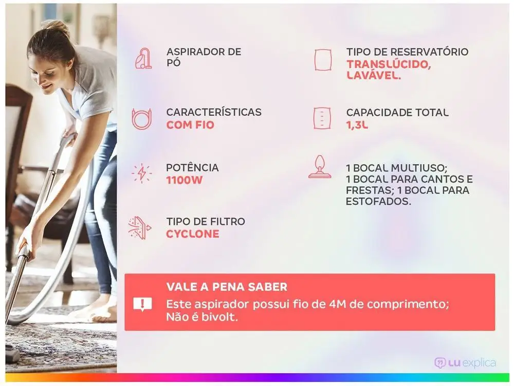 Aspirador de Pó 2 em 1 Mondial 1100W Turbo Cycle - 220V 2