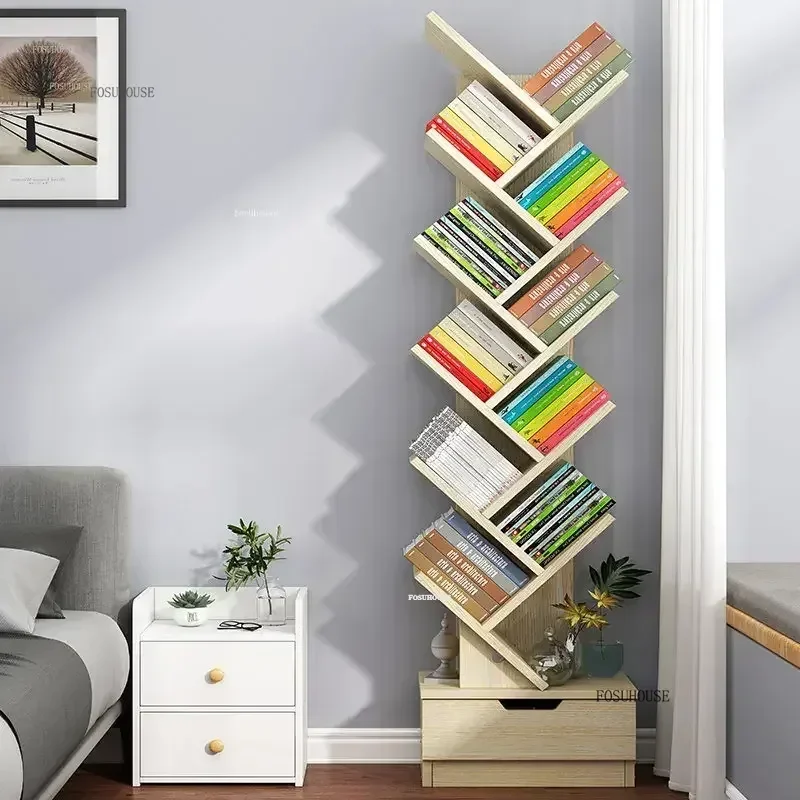 Luxury Children's Bookcases Shelves Home Furniture Floor Tree-shaped Bookshelves Simple Small Living Room Bookcase Storage