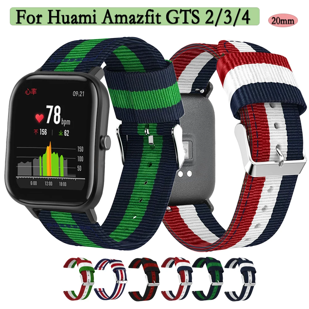 

20mm Nylon watchband For Huami Amazfit GTS 2/3/4 smartwatch belt sport 20mm bracelet For Huami Amazfit GTR 42mm Strap