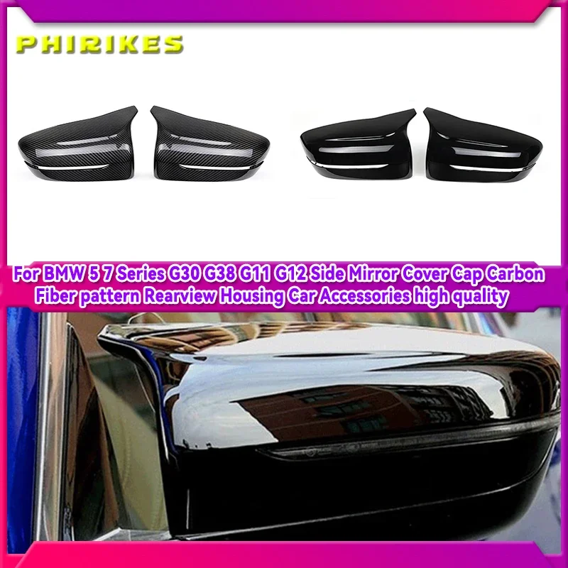 

For BMW 5 7 Series G30 G38 G11 G12 Car Rear View Side Wing Mirror Cap black Carbon Fiber pattern car accessories 2017 2018 2016