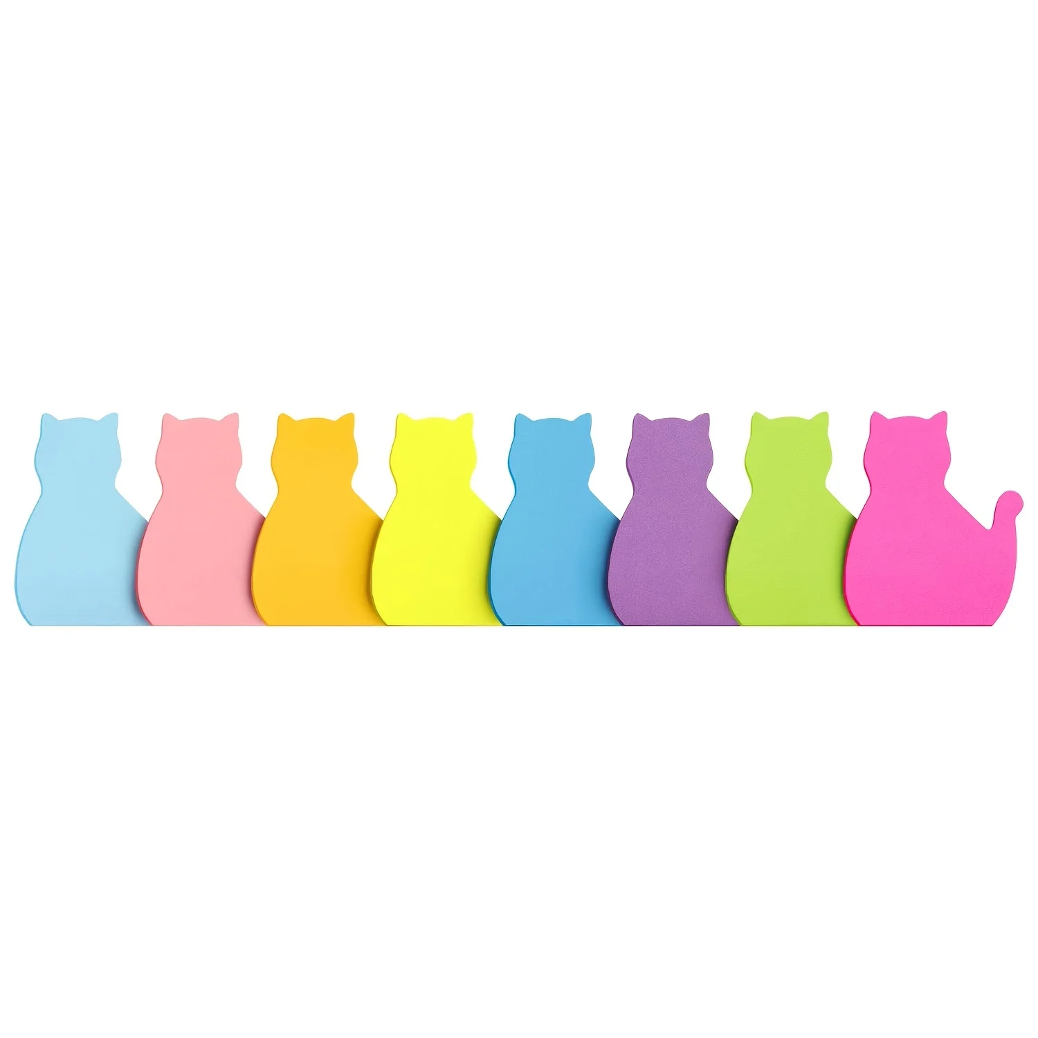 MOHAMM 240 Sheets Cat Shape Sticky Notes 8 Color Bright Colorful Sticky Pad 30 Sheets / Pad 2