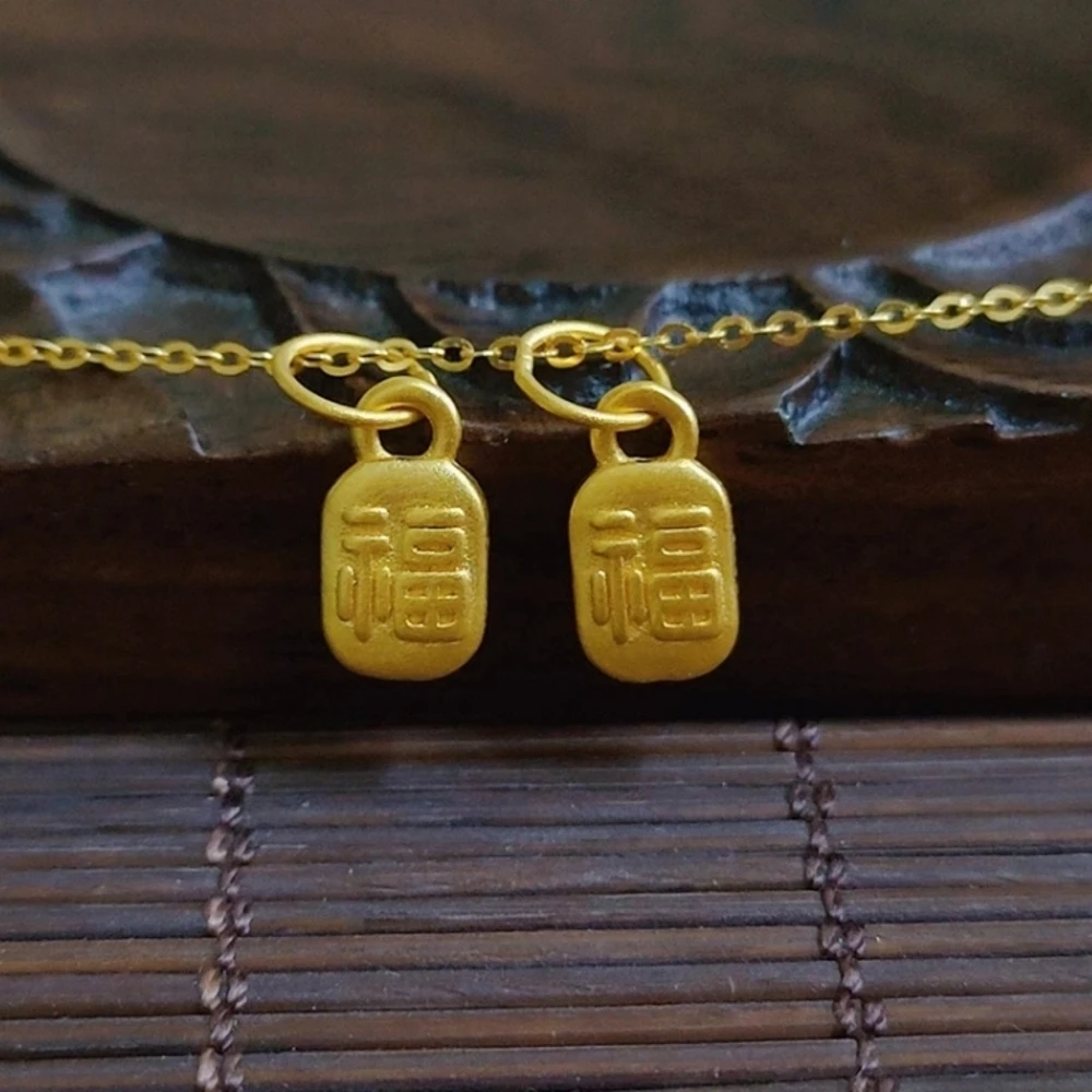 

1 шт., Прямоугольный кулон из желтого золота 999 пробы, 24 к, для мужчин и женщин, 0,5-0,6 г