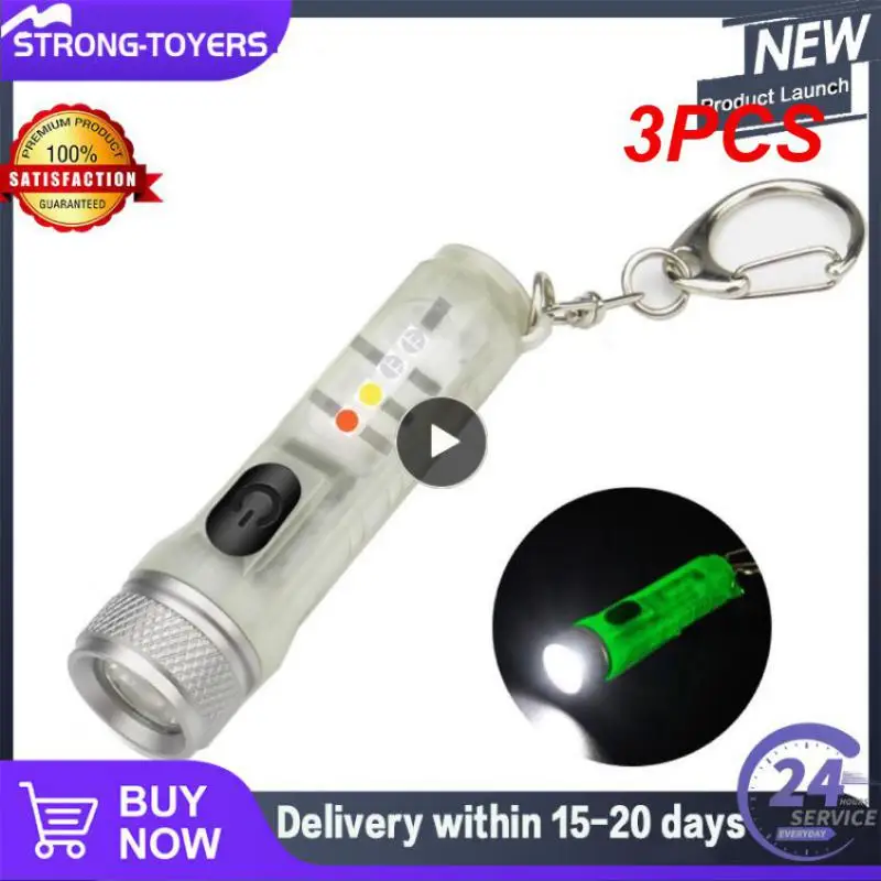 

3 шт., фонарик-брелок для ключей, фонарик, быстрая зарядка, многофункциональный, IP66, водонепроницаемый, флуоресцентный, магнитный, предупреждающий, для кемпинга