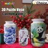 3D Puzzle Vase Creative Design Chinese Style Home Decoration Panda Printed Landscape Flower Arrangement Housewarming Kids Gifts 1
