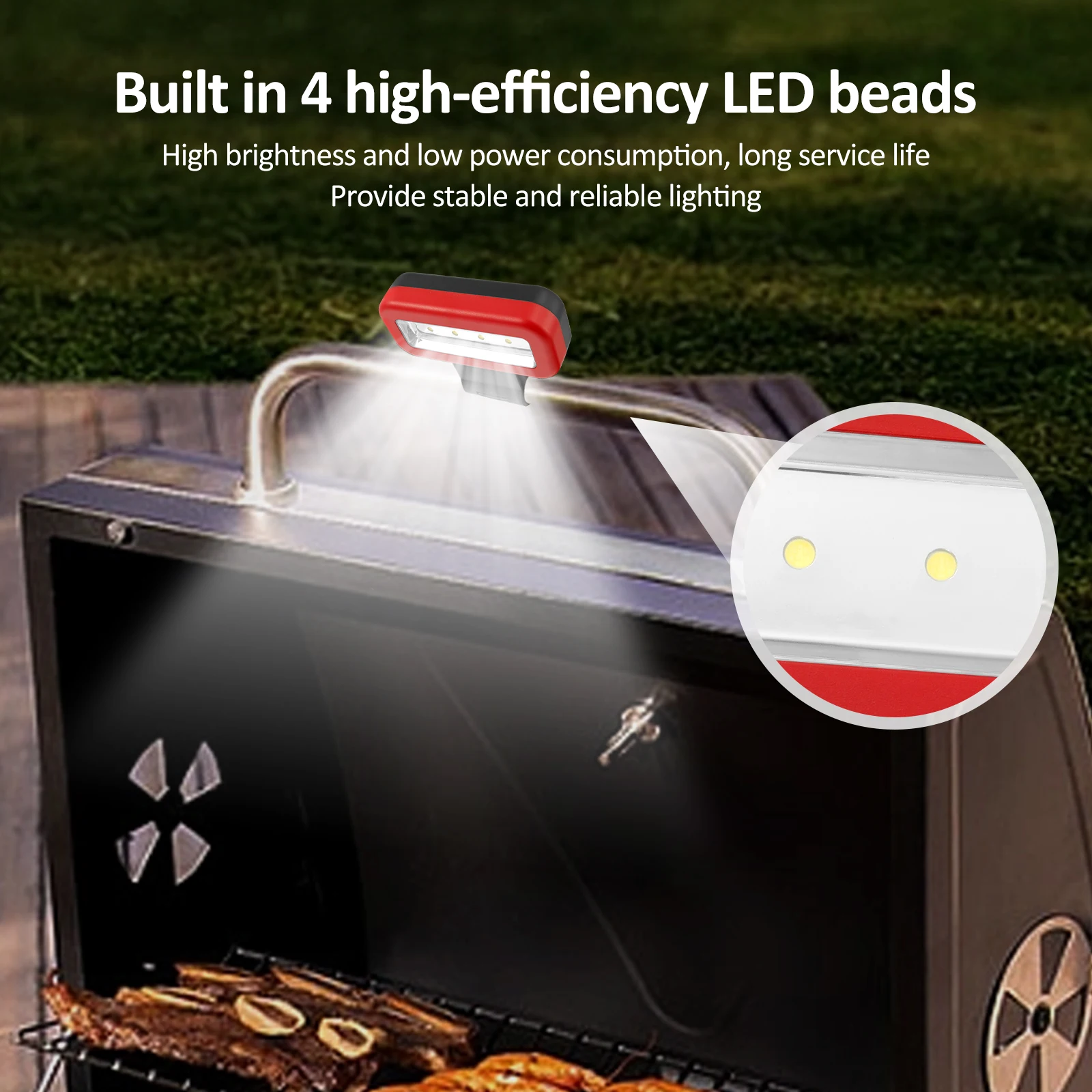 Adjustable Brightness Grill Light LEDs Grill Lamp With Magnetic Base Adjustable Strip Barbecue Light Durable Barbecue Lamp