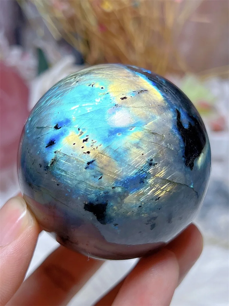 

Natura Labradorite SPhere With Rain Bow Free Form Carving Reiki Healing Stone Home Decoration Exquisite Gift