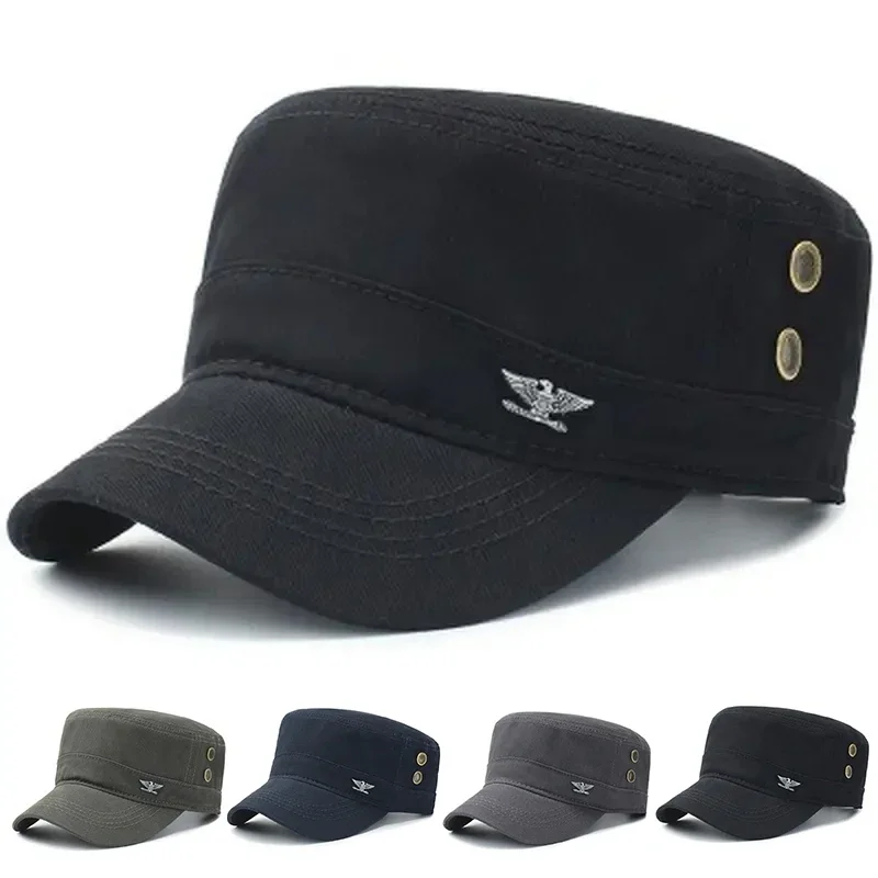 Men's Cotton Tactical Baseball Cap - Military Style Spring/Autumn Flat Top Hat