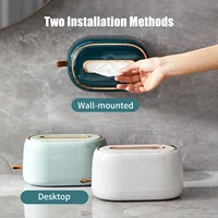 Tissue Box Holder With Spring Desktop Wall-mounted Tissue Box Cover Paper Towel Dispenser Paper Extraction Dispenser for Car 2