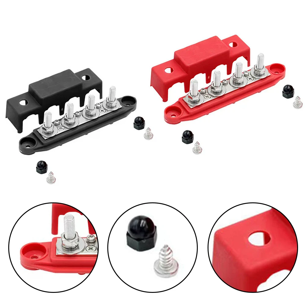 2pcs 12V-48V DC Busbar Distribution Block 250A BusBar With M8 Terminal Bolts Heavy Duty Power Distribution Terminal Block