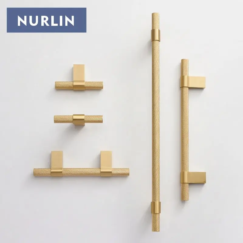 Solid Brass Knurling Patterned Cabinet T-bar Extended Length 40 Inches Kitchen Appliances Dishwashers Refrigerators Pull