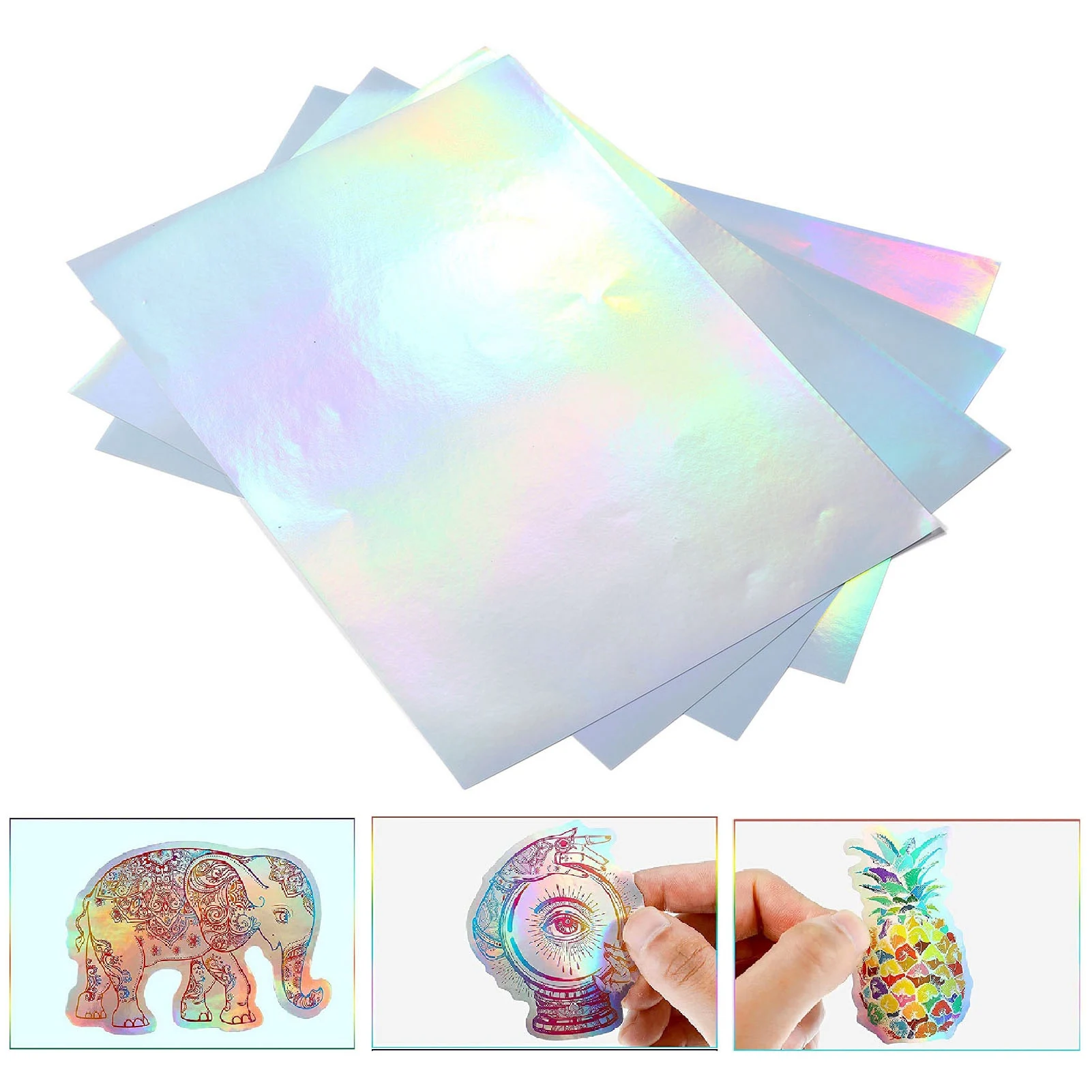 22 Sheets  Printable Holographic Sticker Paper Water Proof Inkjet Printer Holographic Stick Adhesive Paper  Sticker Paper