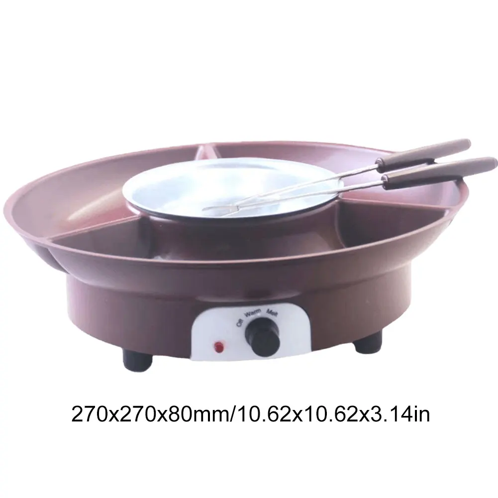 Electric Fondue Pot Set Detachable Serving Tray and 2 Forks Dessert Fountain Melting Pot Electric Fondue Maker Housewarming Gift