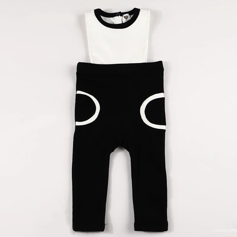 Baby romper kids clothes seeveless elegant leather and cotton set baby overalls boy girls long romper new autumn black