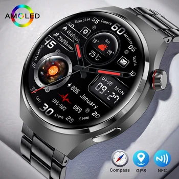 화웨이 샤오미 NFC 스마트 워치 남성용 GPS 워치 4 프로 아몰레드 HD 스크린 심박수 블루투스 통화, IP68 방수 스마트워치 2023