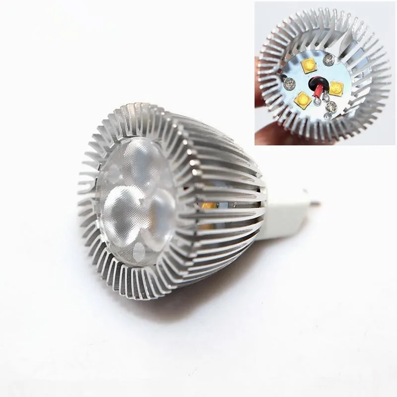 MR11 LED 스포트라이트, 미니 스포트라이트, GU4, 35mm 직경, 400LM LED 전구, 실내 조명용, DC12V, 3W, 3X1W, 6 개/로트