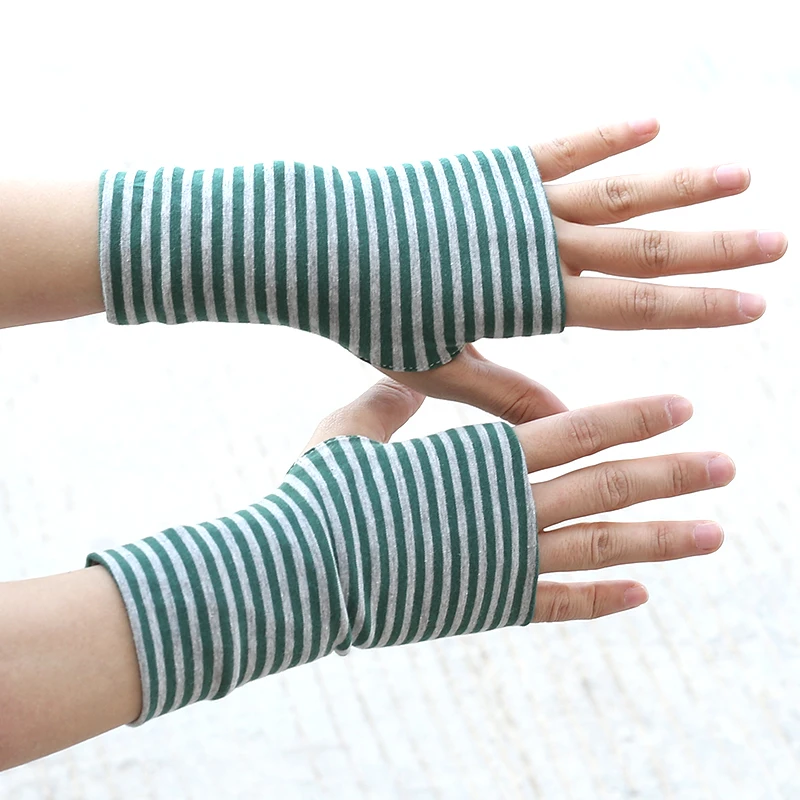 Short Fingers Striped Half Finger Gloves cycling gloves fingerless gloves sports gloves half finger gloves gym gloves sunscreen gloves fingerless gym gloves cotton gloves fingerless compression gloves unisex Sun Protection Pure Cotton Drive and Ride Fingerless Style