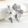 Boucles d'oreilles dorées en acier inoxydable pour femmes, Double couche, fleur à cinq pétales, Vintage, rayures, fleur, bijoux cadeaux