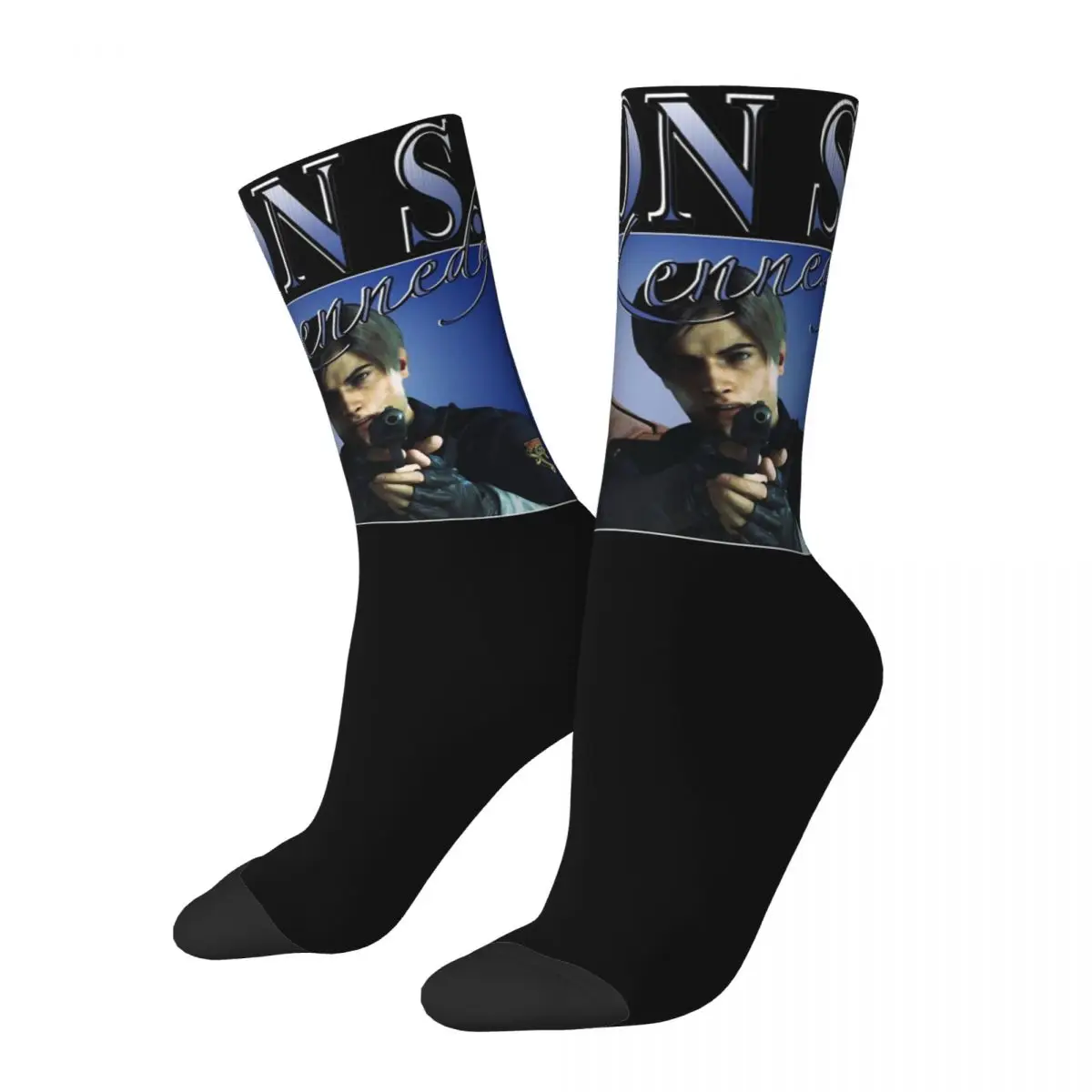 

Leon Survival Horror Video Game Kennedy Merch Crew Socks Sweat Absorbing Bootleg Sport Middle Socks Soft for Unisex Best Gifts