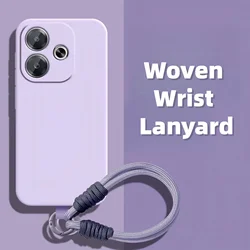 Elegant Solid Color Silicone Phone Case with Woven Wrist Lanyard and Shockproof Protection for Honor 600 Lite (Light Purple)