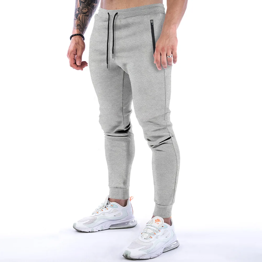 Muscle sports pants solid color gym pants running training small feet cargo pants men streetwear jogger