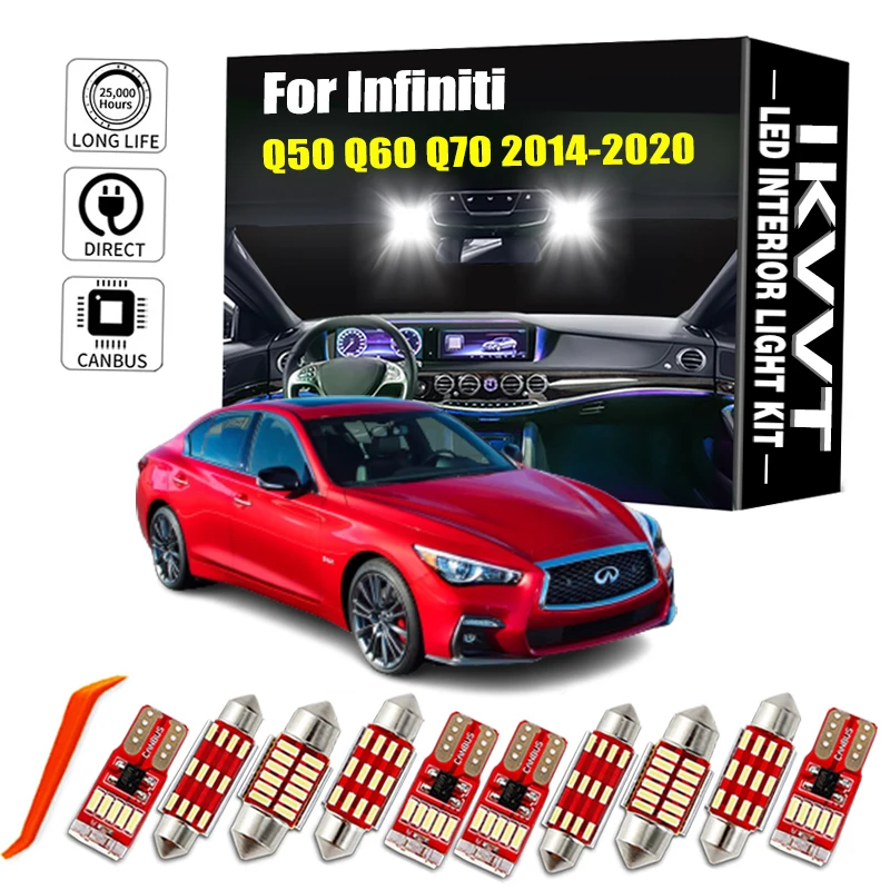 

IKVVT 14 шт. Canbus внутренняя лампа для Infiniti Q50 Q60 Q70 2014-2017 2018 2019 Автомобильные Лампы СВЕТОДИОДНЫЕ внутренние карты купольный комплект света
