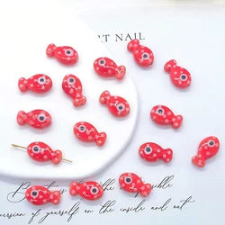 Set of 10 Fish-Shaped Ceramic Spacer Beads for Jewelry Making and DIY Accessories (02 Red)