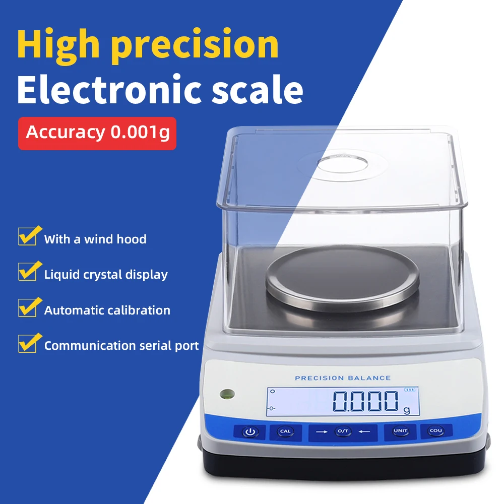 500G 0.001G Electronic Balance High Precision Analytical Balance Scale Lab Scale Kitchen Jewelry Weighing Scales EU Plug