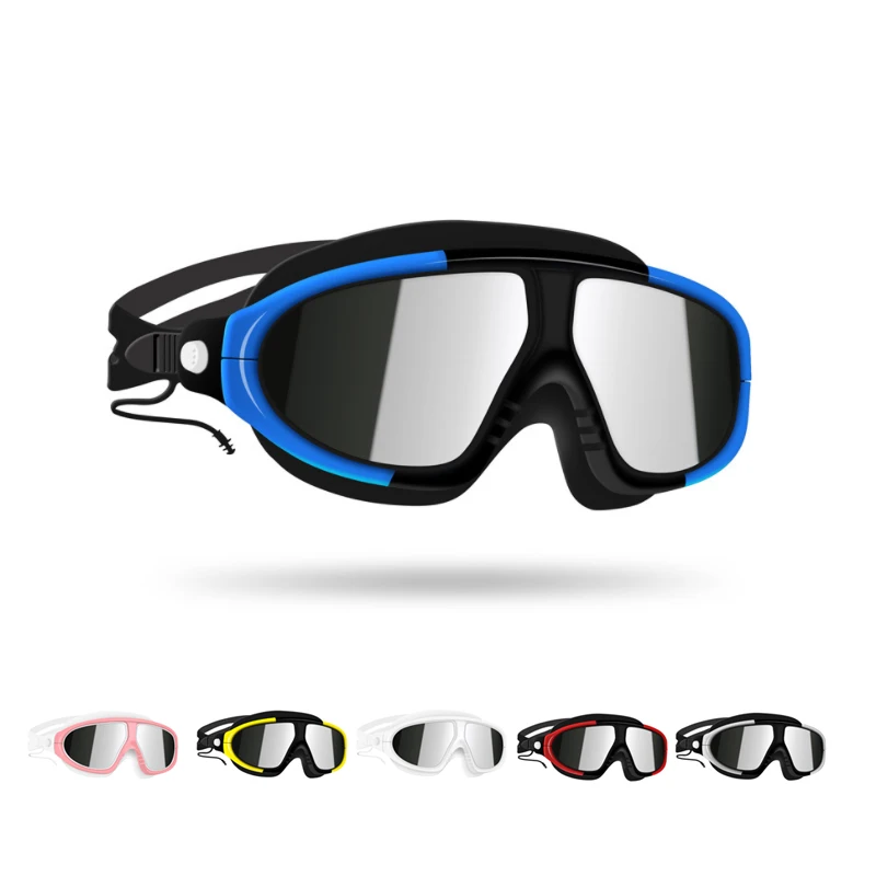 

C524 Men And Women With Earplugs HD Anti-fog Waterproof Swimming Goggles Large Frame Swimming Goggles Diving Goggles