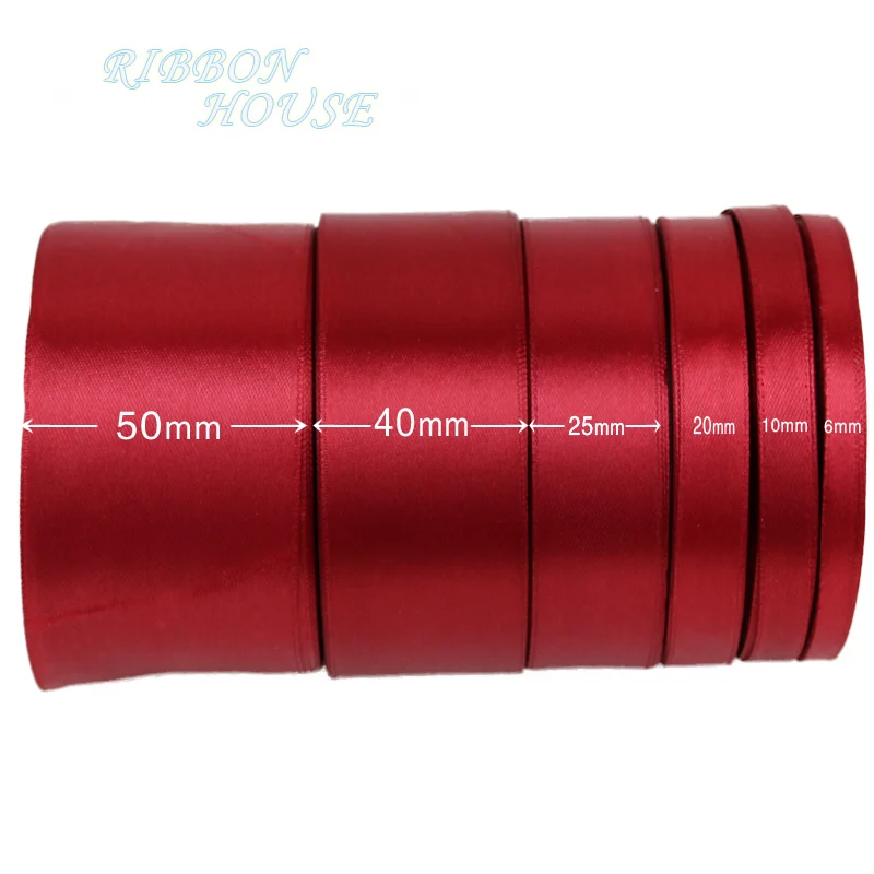Satin Ribbons Ribbon Supplies Christmas Ribbon Wrapping Ribbon Satin Ribbon 25 yards/roll Burgundy Single Face Satin Ribbon Gift Wrapping Christmas ribbons