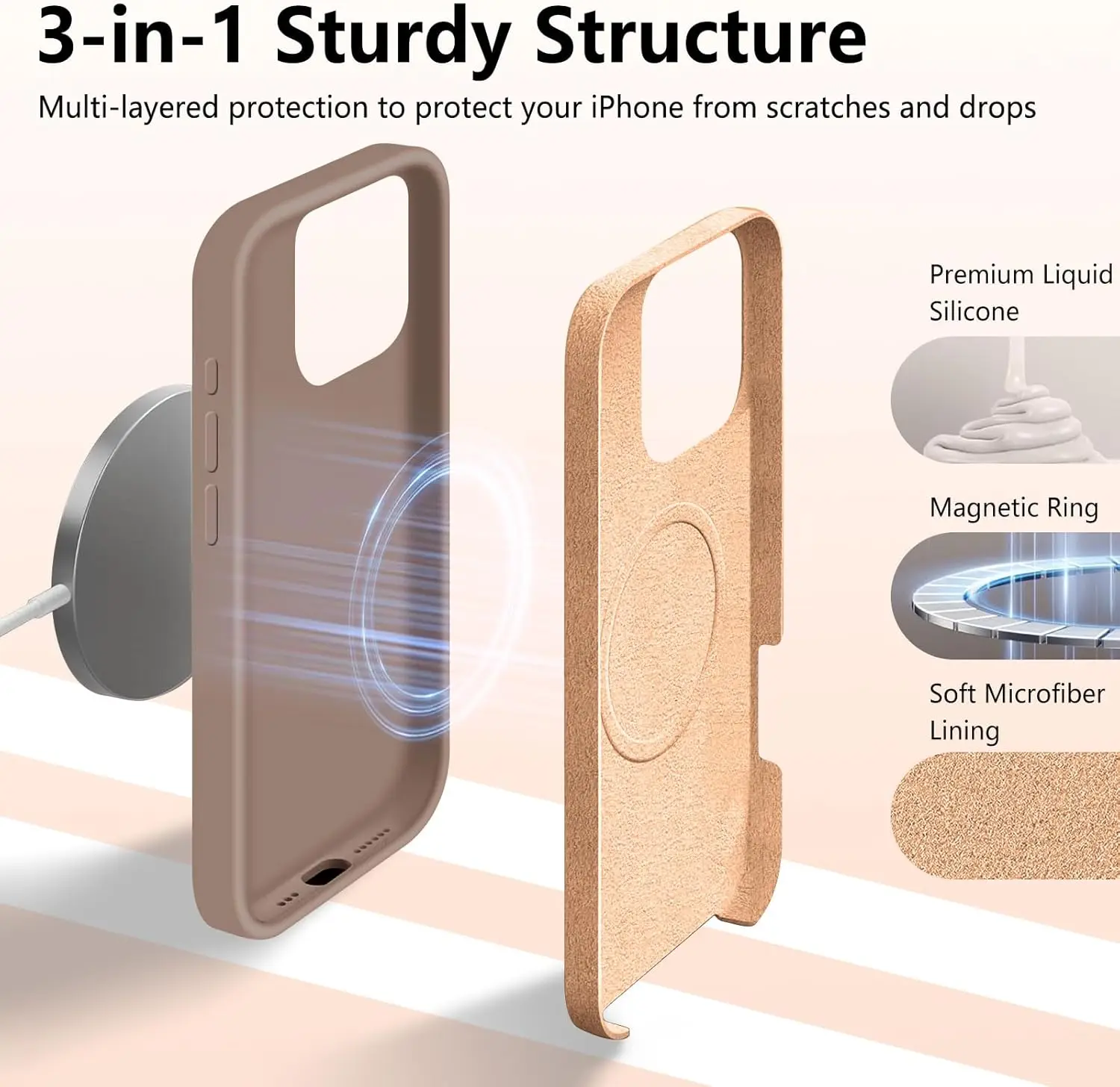 Official Magnetic Liquid Silicone Phone Case with MagSafe Charge Protector - Soft Cover