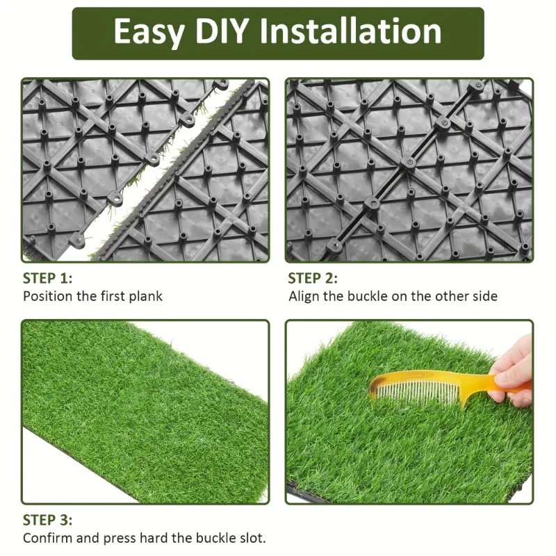 Artificial Grass Mat Value Pack 1pc PrimeZone Interlocking Artificial Grass Tiles For Patio Balcony Backyard Artificial Turf Floor 12