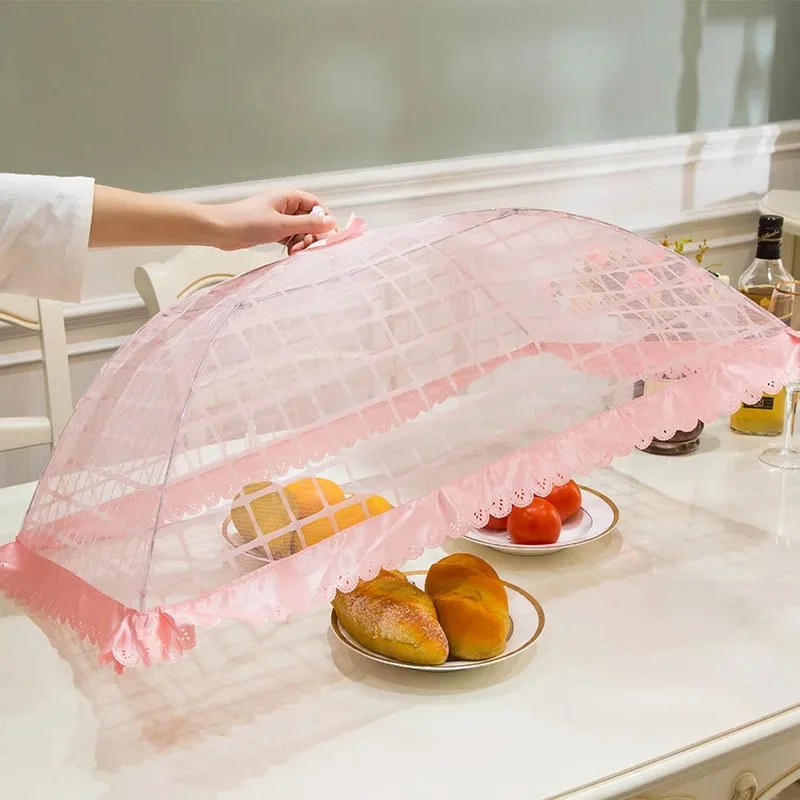 Large Size Lattice Reinforcement Dish Folding Table Cover Big Food Insect and Dust Cover Dish