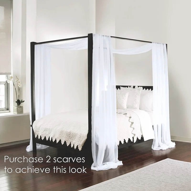18FT 침대 커튼 스카프 쉬폰 원단 Draping 여분의 긴 창 스카프 Valance 거실 야외 웨딩 파티 장식